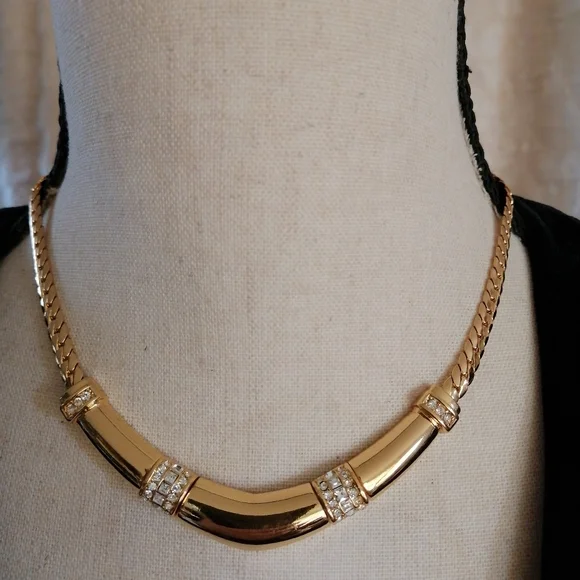 Dior Jewelry Vtg Christian Dior Signed Rhinestones Choker